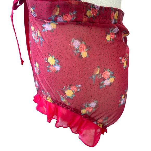 We Are HAH Bodysuit Lingerie Butterfly Red Floral Ruffle‎ Backless Sheer  Small - Picture 12 of 14